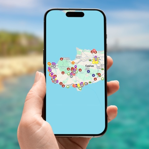 mapa atrakcji Cypru na telefonie