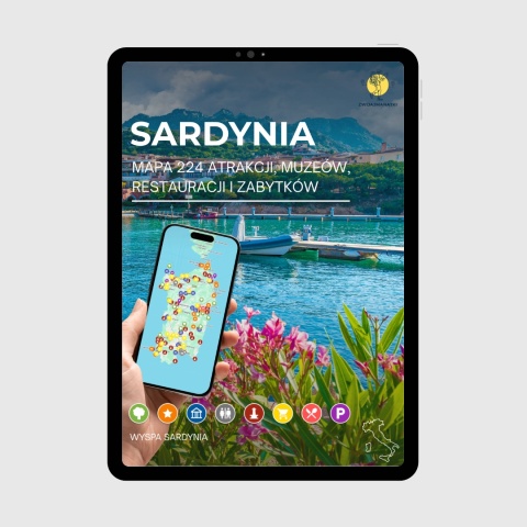 okładka e-booka dotyczącego mapy atrakcji turystycznych Sardynii