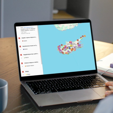 Mapa atrakcji turystycznych- Rodos, Korfu, Krety i Cypru na komputerze