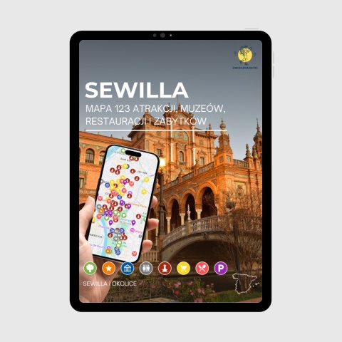 okładka e-booka dotyczącego mapy atrakcji turystycznych Sewilli