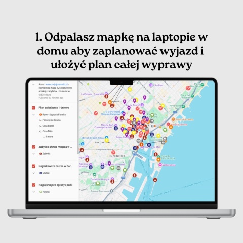 mapa atrakcji Barcelony otwarta na komputerze