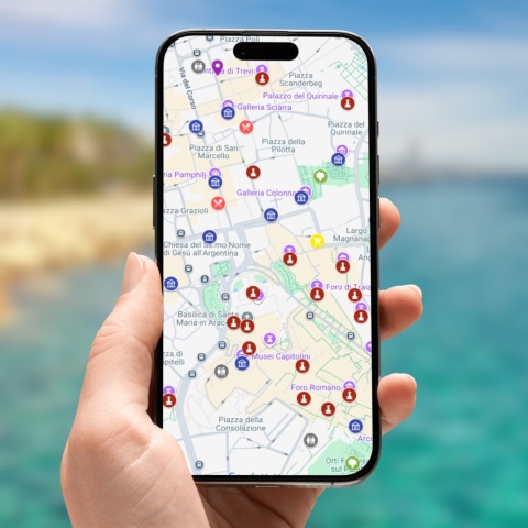 mapa atrakcji turystycznych w Rzymie w google maps na telefonie