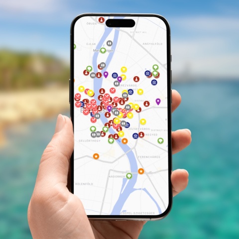 mapa atrakcji Budapesztu na telefonie