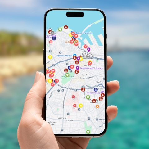mapa atrakcji Casablanki na komputerze