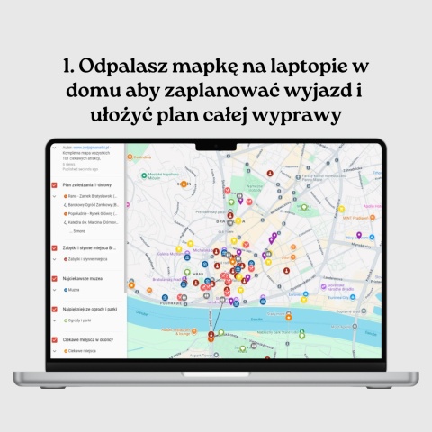 mapa atrakcji Bratysławy otwarta na komputerze