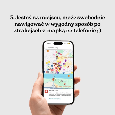 mapa atrakcji Bratysławy na telefonie