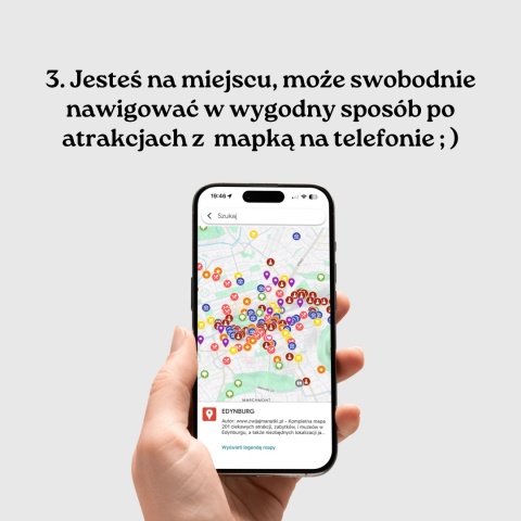 mapa atrakcji Edynburga na telefonie