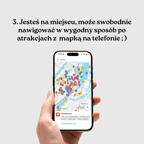 mapa atrakcji Kopenhagi na telefonie