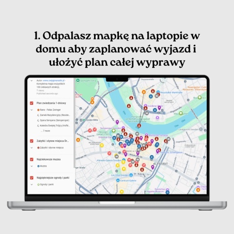mapa atrakcji Drezna otwarta na komputerze