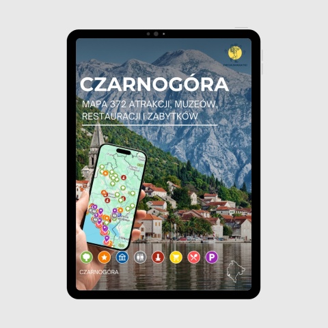 okładka e-booka dotyczącego mapy atrakcji turystycznych w Czarnogórze