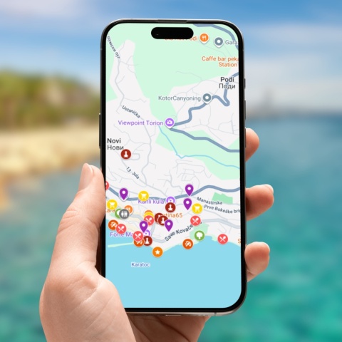 mapa atrakcji turystycznych w Czarnogórze w google maps na telefonie