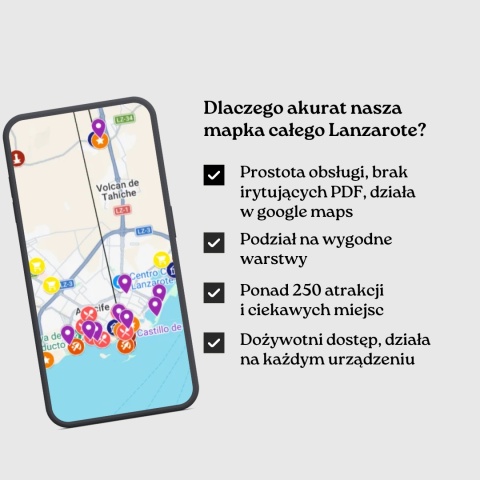 zalety mapy atrakcji Lanzarote od zwijajmanatki.pl
