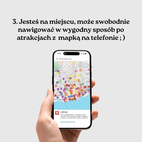 mapa atrakcji Lizbony na telefonie
