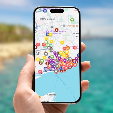 mapa atrakcji Lizbony na telefonie