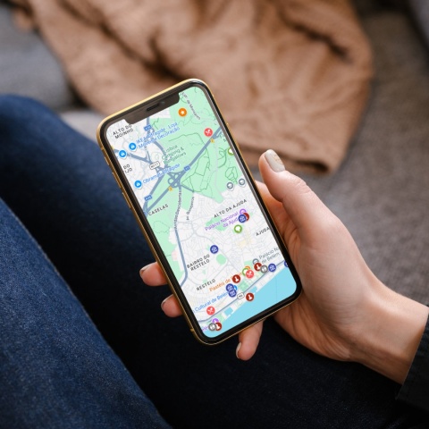 mapa atrakcji turystycznych w Lizbonie w google maps na telefonie