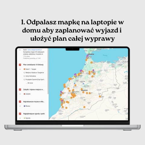 mapa atrakcji Maroka otwarta na komputerze
