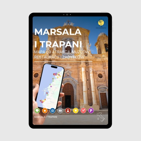 okładka e-booka dotyczącego mapy atrakcji turystycznych Marsali i Trapani