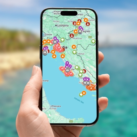 mapa atrakcji Chorwacji na telefonie
