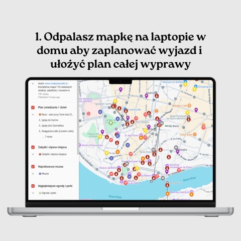mapa atrakcji Porto otwarta na komputerze