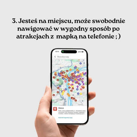 mapa atrakcji Pragi na telefonie