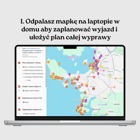 Pula - mega mapa 112 atrakcji turystycznych