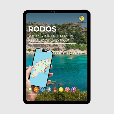 okładka e-booka dotyczącego mapy atrakcji turystycznych Rodos