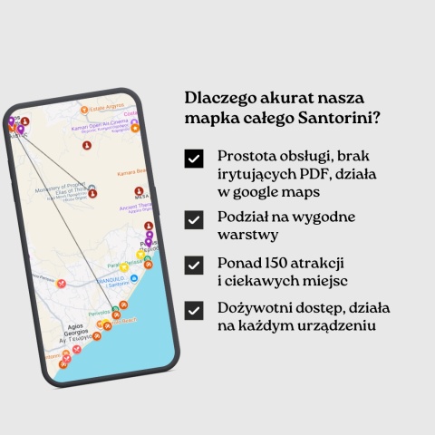 zalety mapy atrakcji Santorini od zwijajmanatki.pl