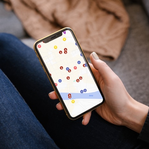 mapa atrakcji turystycznych w Toskanii w google maps na telefonie