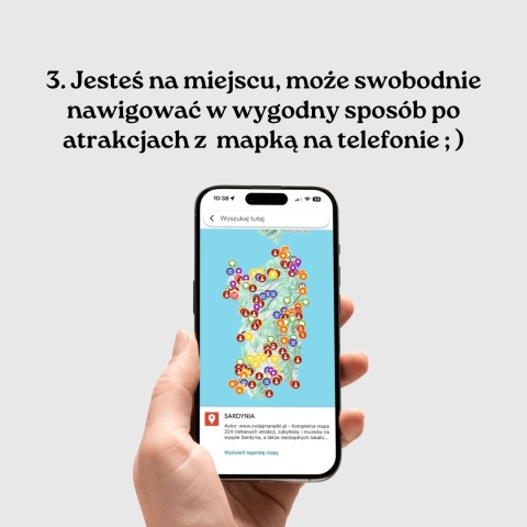 mapa atrakcji Sardynii na telefonie
