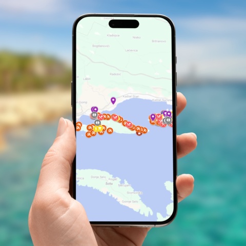 mapa atrakcji Splitu i Trogiru na telefonie