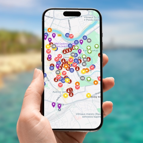 mapa atrakcji Wilna na telefonie