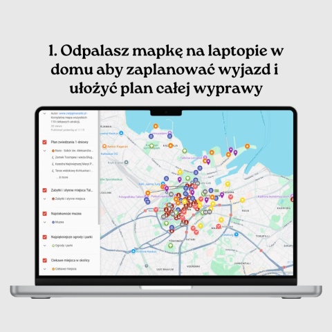 mapa atrakcji Talinna otwarta na komputerze