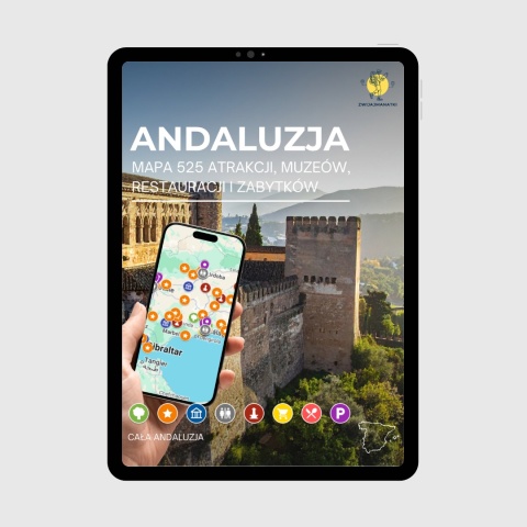 okładka e-booka dotyczącego mapy atrakcji turystycznych Andaluzji