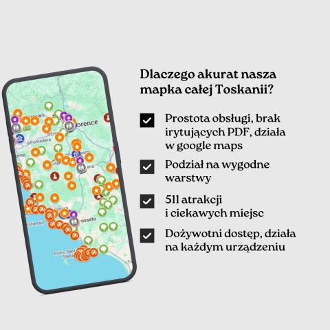 Toskania - mega mapa 465 atrakcji turystycznych