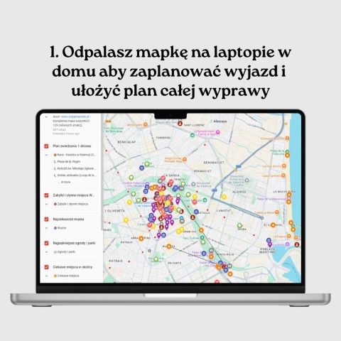 mapa atrakcji Walencji otwarta na komputerze
