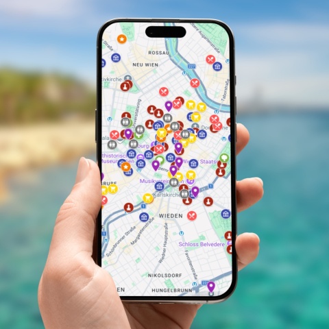 mapa atrakcji Wiednia na telefonie