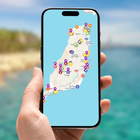 mapa atrakcji Wysp Kanaryjskich na telefonie