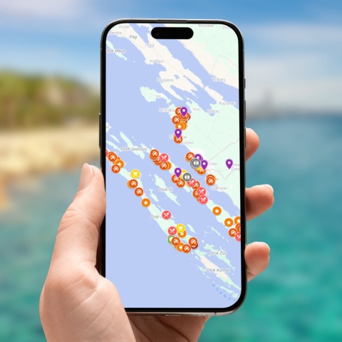 mapa atrakcji Zadaru na telefonie