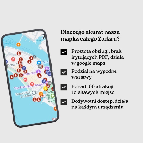Zadar - mega mapa 156 atrakcji turystycznych