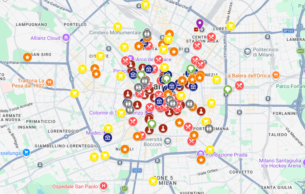 mapa atrakcji i zabytków Mediolanu