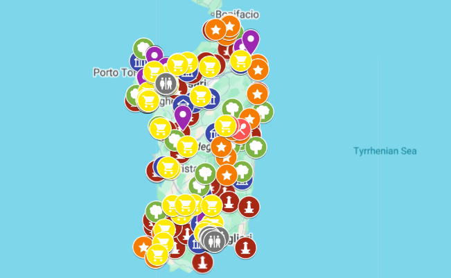 mapa atrakcji zabytków Sardynii