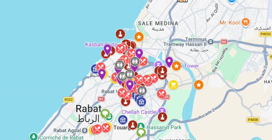 mapa atrakcji zabytków Rabatu