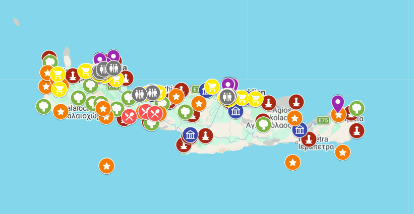 mapa atrakcji i zabytków wyspy Kreta