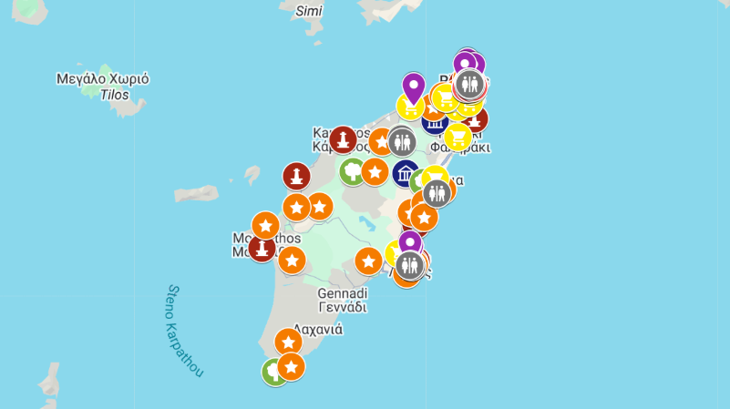 mapa atrakcji i zabytków Rodos