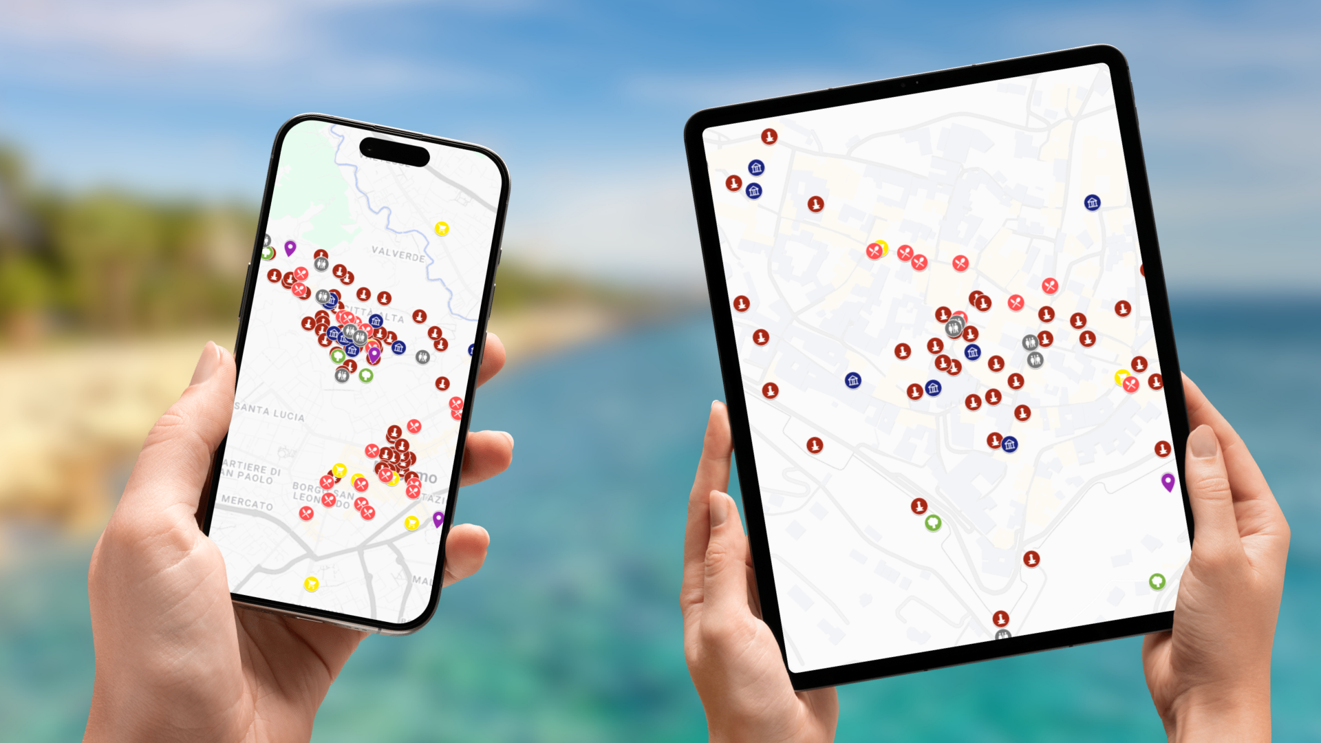mapa atrakcji Bergamo na telefonie i tablecie