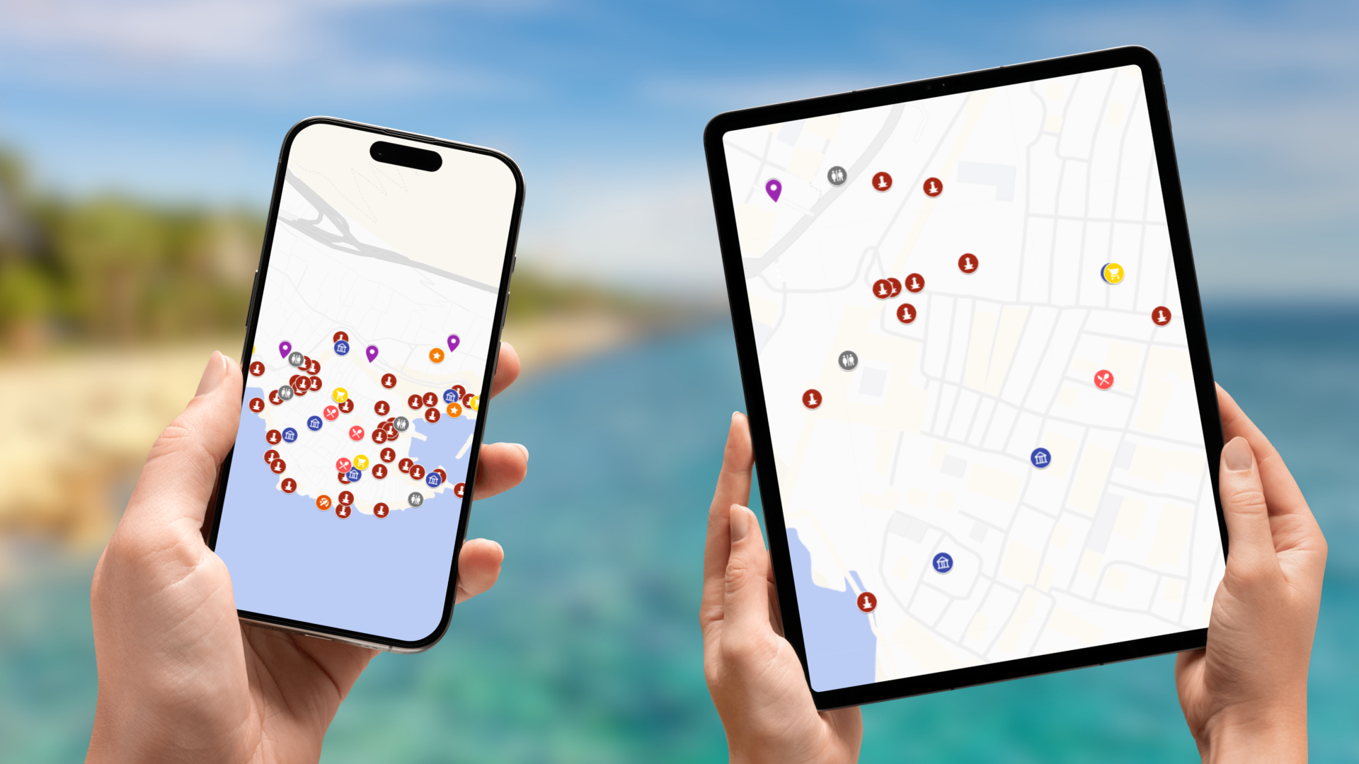 mapa atrakcji Dubrownika na telefonie i tablecie
