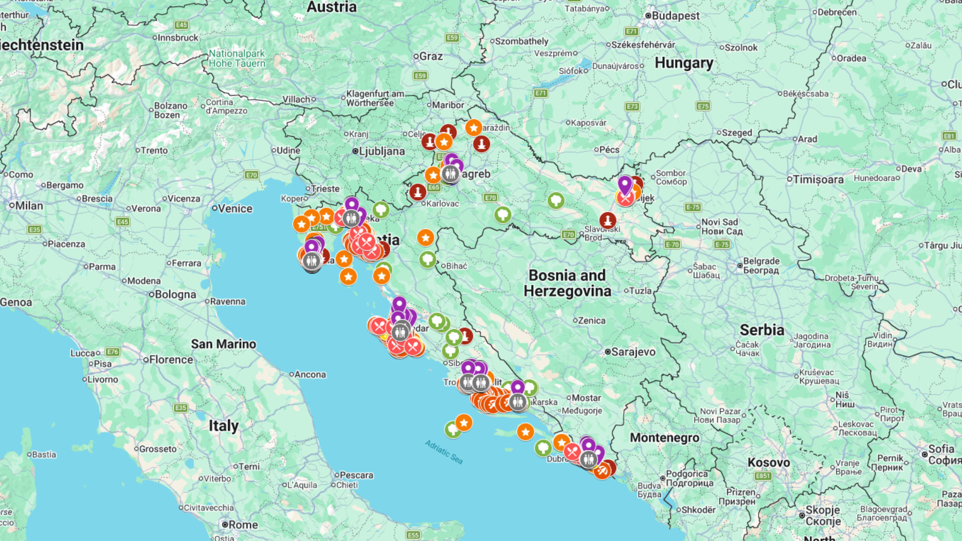 Chorwacja - kompletna mapa turystyczna