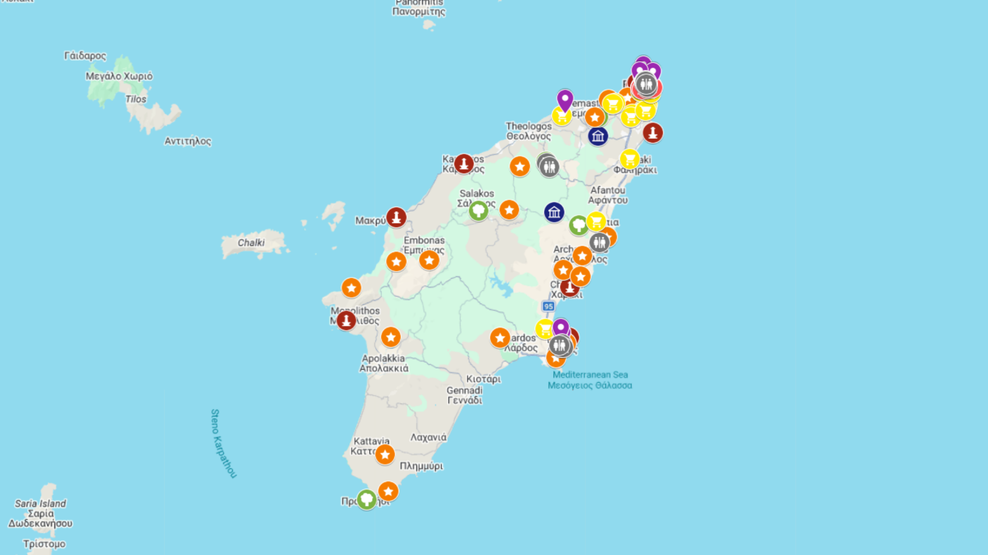 Rodos - kompletna mapa turystyczna