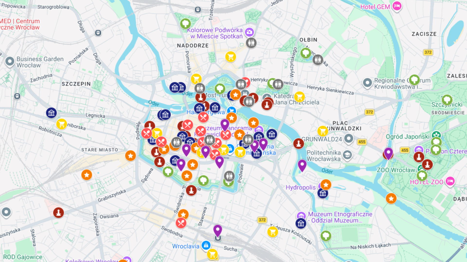 Wrocław - kompletna mapa turystyczna