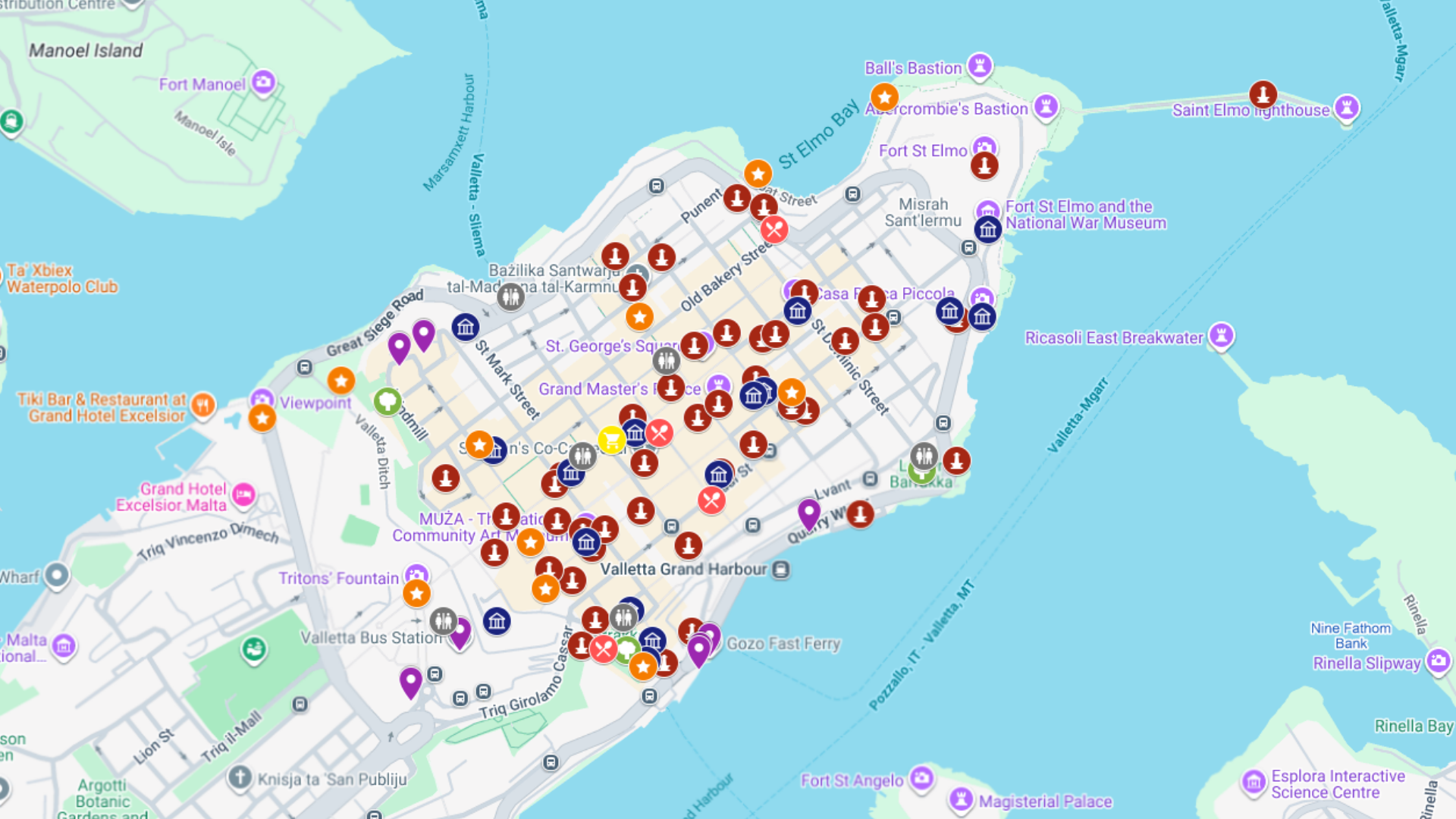 Valletta - kompletna mapa turystyczna
